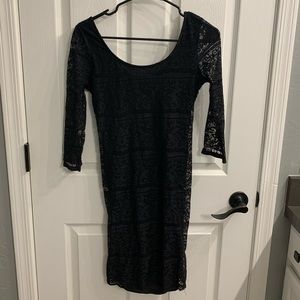 Black tight lace dress